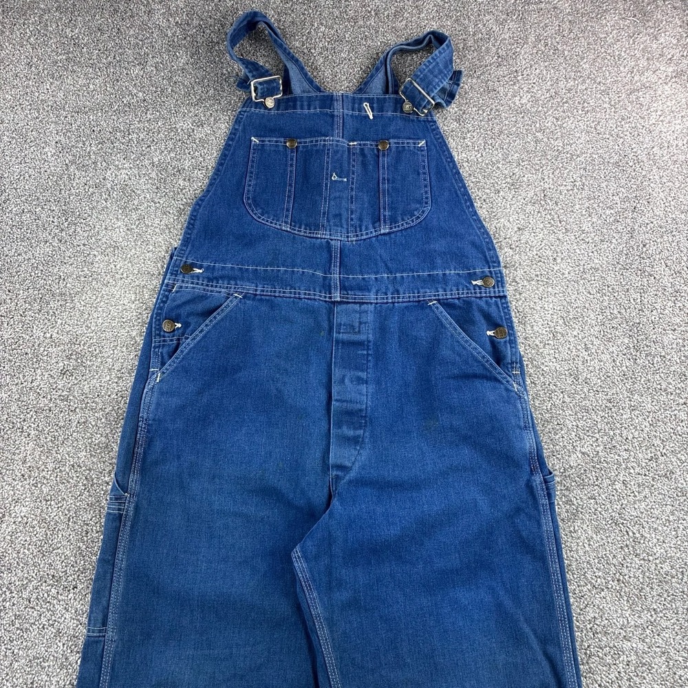 Vintage Sears Denim Overalls Men's 36x30 Union Made Jeans Bib Carpenter Dark